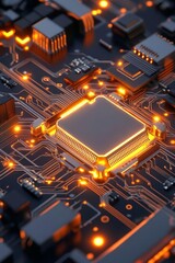 Obraz premium Exploring the Future An Augmented Reality Display Showcasing Dynamic Circuit Patterns in a CuttingEdge Tech Environment