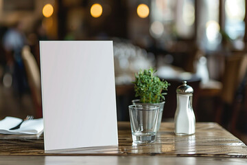 White blank mock up restaurant menu on table generated.AI
