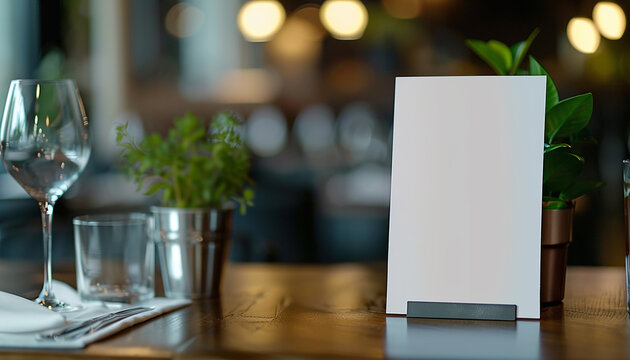 White blank mock up restaurant menu on table generated.AI