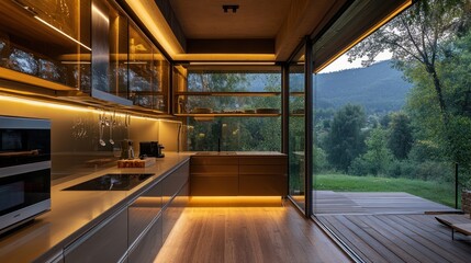 Modern Kitchen with Stunning Mountain View