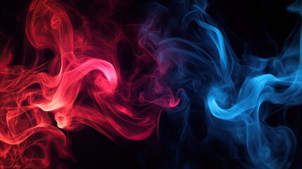 Fototapeta premium Bold, red and blue 3D smoke graphics, creating dynamic patterns against a black background