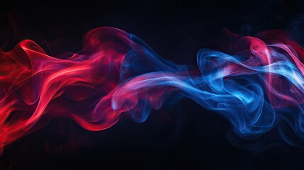 Obraz premium Bold, red and blue 3D smoke graphics, creating dynamic patterns against a black background