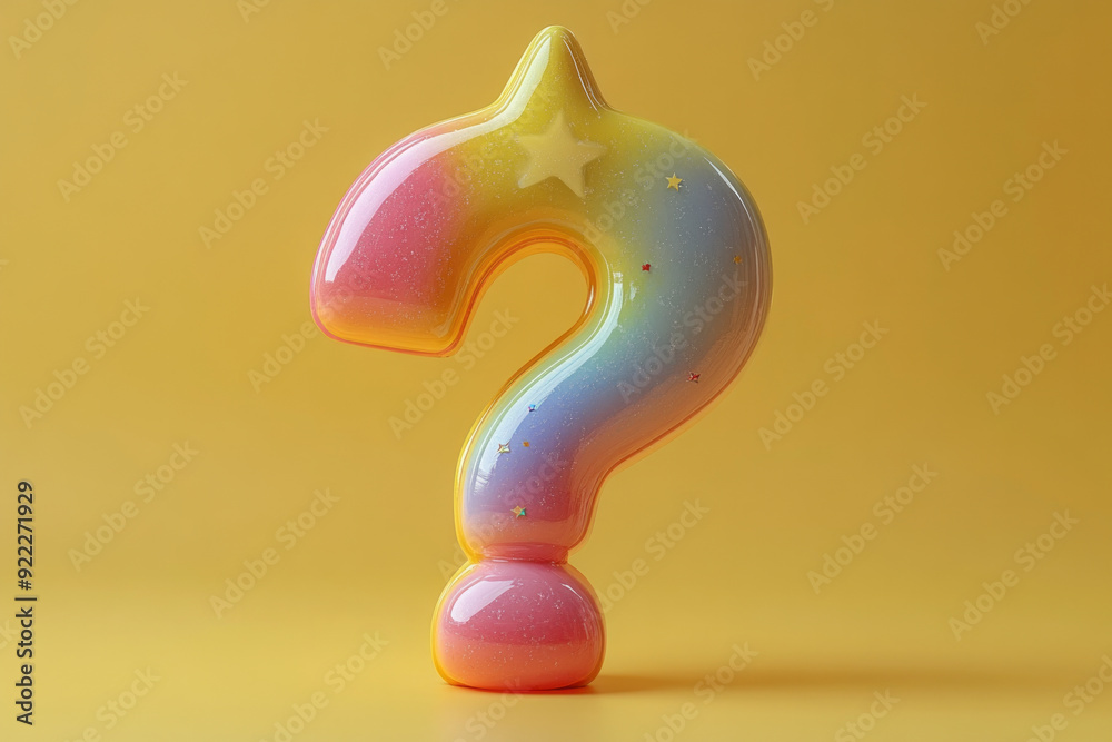Poster A question mark with a star hovering above it, symbolizing a question about dreams or aspirations, set against a pastel yellow background,