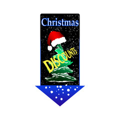 Christmas discount pointer arrow on a white background. Vector illustration