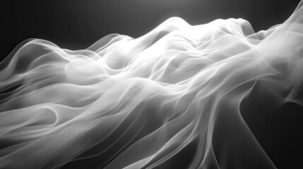 Obraz premium Delicate wisps of 3D smoke in white, softly swirling in a dark, mysterious space