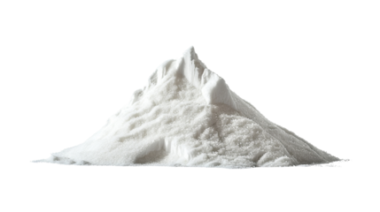 Isolated White Salt Pile Shaped Like a Mountain Without Background.