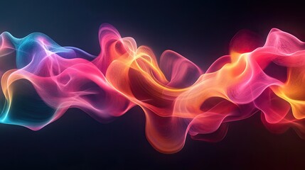 Obraz premium Dynamic, colorful 3D smoke, creating vibrant waves and shapes in a dark space