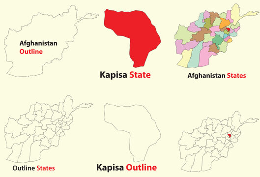 Kapisa map vector of Afghanistan, Kapisa line map, Kapisa with city map, Kapisa outline map