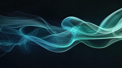 Obraz premium Gentle, green and blue 3D smoke trails, forming elegant curves in a dark void