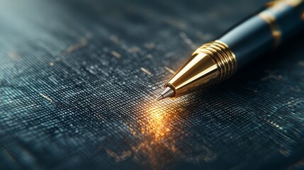 Close-up of a luxury pen on textured surface, highlighting elegance and sophistication in writing instruments.