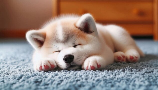 Schlafender Akita Inu - Shiba Welpe