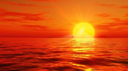 Obraz premium Fiery Sunset Over the Ocean