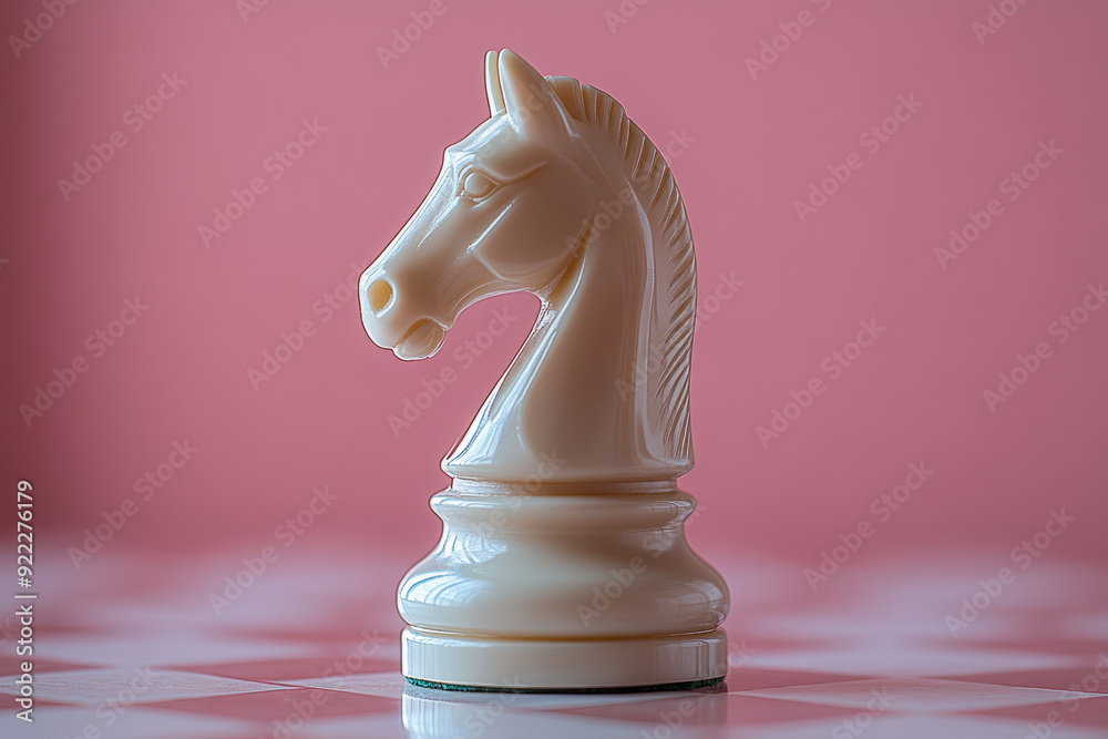 Wall mural a chess piece, symbolizing strategic thinking and problem-solving, isolated on a pastel pink backgro