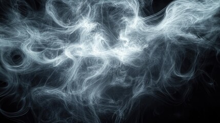 Obraz premium Subtle, white 3D smoke forming intricate curls and loops, softly glowing in a dark space