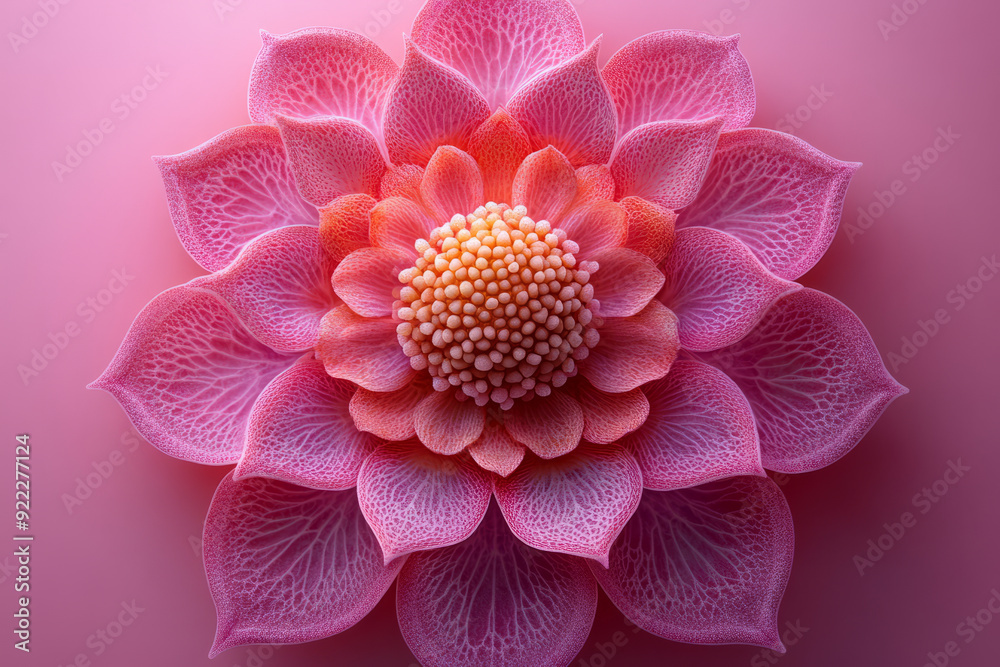 Poster a mandala, symbolizing the search for completeness and self-unity, isolated on a pastel pink backgro
