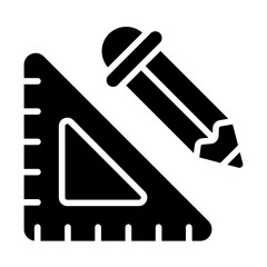 pencil triangular ruler glyph icon