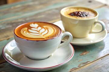 Cup With Cappuccino, Latte on Table