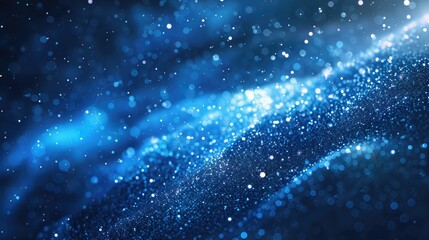 Obraz premium Abstract blue blurry unfocused sparkle glitter blue bokeh background wallpaper with copy space. Blue Christmas glitter design background.