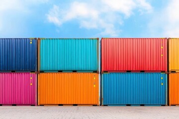 A row of shipping containers stacked on top of each other background