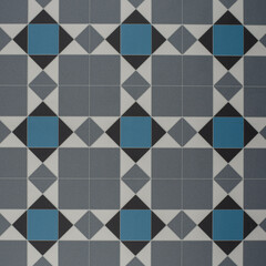 Blue, Grey, Black, and White Geometric Tile Pattern - High-Resolution Ceramic Floor Tiles for Modern Interior Design