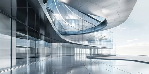 A large, empty building with a lot of glass windows