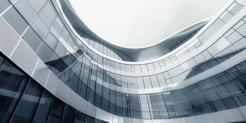 Fototapeta premium A large, curved building with many windows