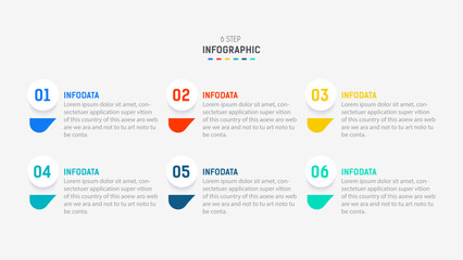 Business  infographics design for Six Step, option, parts or process. Infographic 6 element design template for presentation.  process diagram, step banner, flow chart, 6 option template.