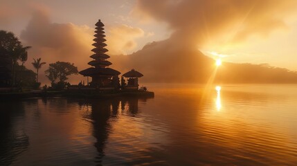 Sunrise over Ulun Danu Temple