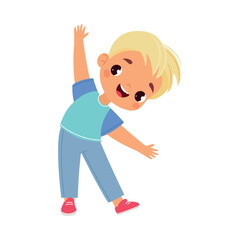 Funny Boy Kid Character Enjoy and Having Fun Vector Illustration