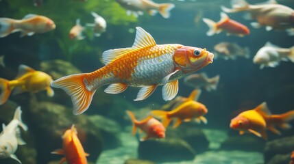 Naklejka premium Koi Fish in an Aquarium