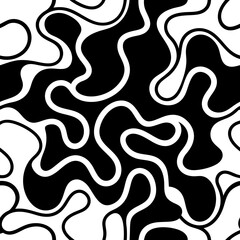 Abstract Black and White Swirls: A mesmerizing pattern of bold black swirls against a stark white background, creating a dynamic and visually stimulating abstract design.