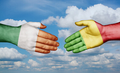 Mali and Ireland country handshaking with flags, consensus concept international co-operation illustration