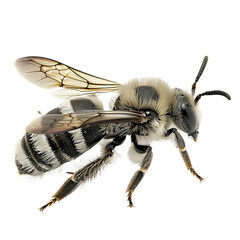 Isolated Leafcutter Bee with Detailed Features and Transparent Wings.