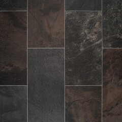 Dark Slate Tile Flooring - Multi-Toned Earthy Stone Pattern, High-Resolution Swatch for Interior...