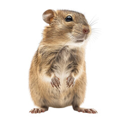 Isolated Marsh Rice Rat Standing with Alert Expression without Background.