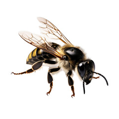 Detail of Isolated Mason Bee Insect on Transparent Background.