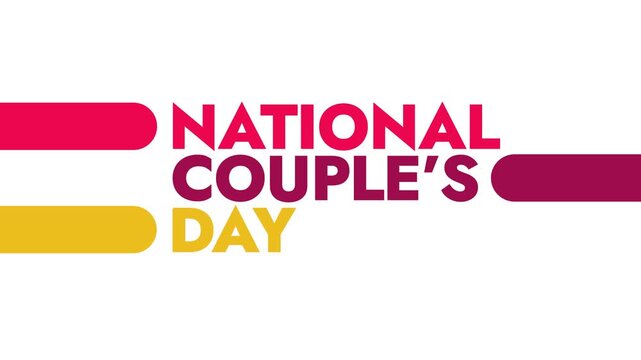 National Couple's Day colorful motion graphics seamless loopable text animation on white or black background great for celebrating national couples day in august