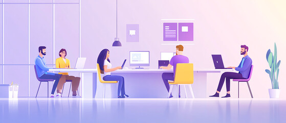 Team of Professionals Working Together in a Modern Office Setting, Team of Professionals Working Together in a Modern Office Settin