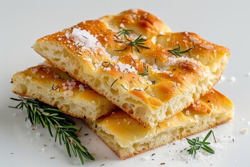 Italian focaccia bread with rosemary and sea salt