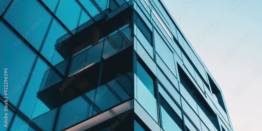 Canvas Prints a tall building with a lot of windows and a blue sky in the background