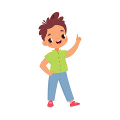 Funny Boy Kid Character Enjoy and Having Fun Vector Illustration