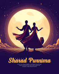 Happy sharad purnima social media post banner template