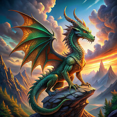 Fototapeta premium Majestic Dragon in a Fantasy Realm Picture