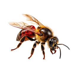 Red Mason Bee Isolated Without Background on Transparent Layer.