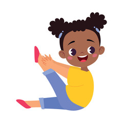 Funny Girl Kid Character Enjoy and Having Fun Vector Illustration
