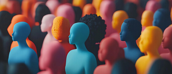 Colorful Abstract Crowd of People, Diversity, and Inclusion Concept, and Inclusion Conc