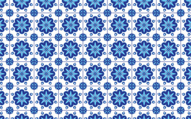 seamless pattern with blue flowers, seamless pattern with flowers, Decorative mosaic flower blue color seamless pattern.
