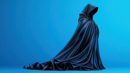 Naklejka premium Mysterious cloak flat design, side view, suspenseful atmosphere theme, animation, vivid