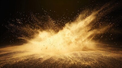 The ethereal golden dust and psychedelic smoke blend together, showcasing the enchanting display of cosmic energy against a pure background.