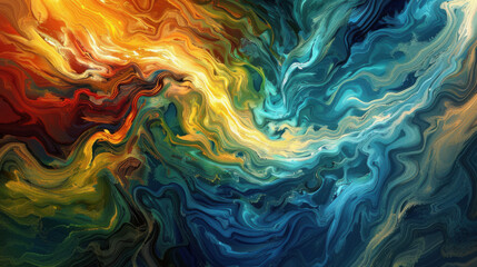 Obraz premium an abstract digital oil painting that conveys a sense of dynamic movement and emotion. 